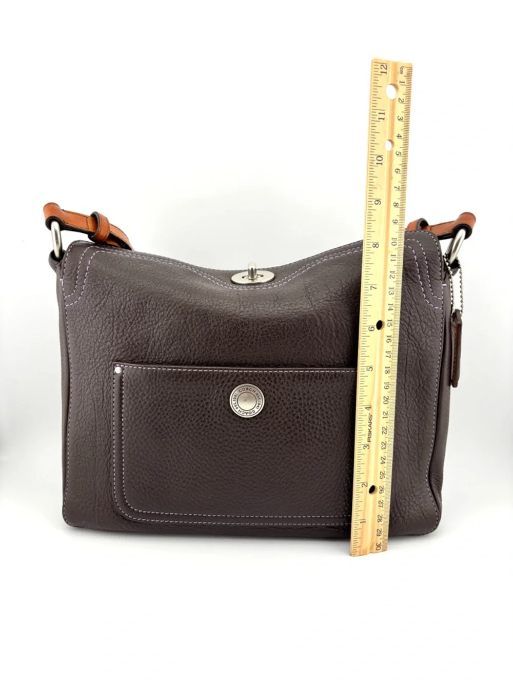 Coach E06S-10131 Chelsea Brown Pebbled Leather Hobo Shoulder Handbag - Picture 12 of 14